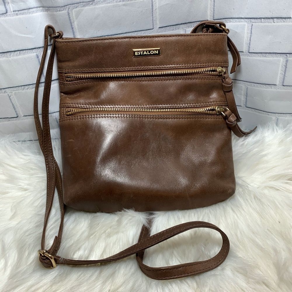 Estalon Brown Leather Crossbody Bag‎
